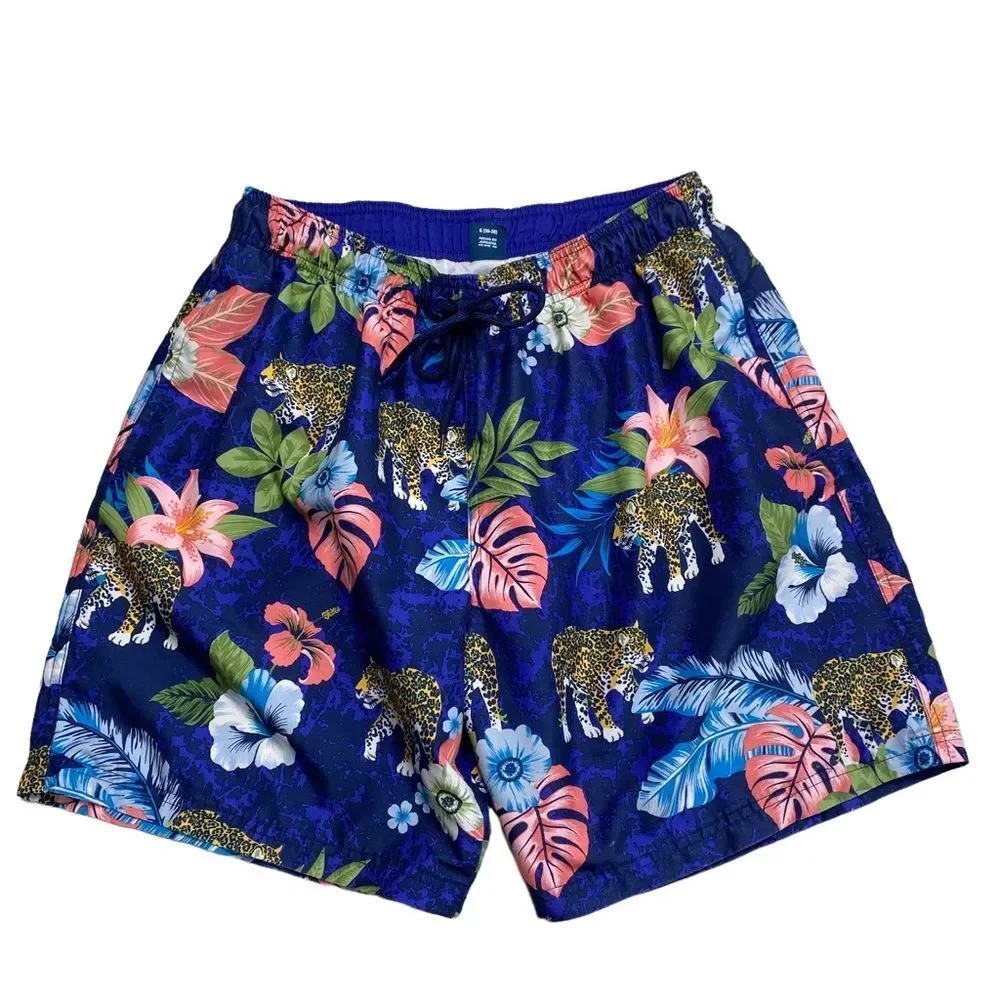 George Tropical Jungle Leopard Print Swim Shorts Sz L(36-38)